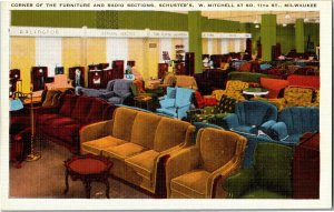 Furniture Dept Schuster's Department Store Milwaukee WI Mitchell St Postcard M34