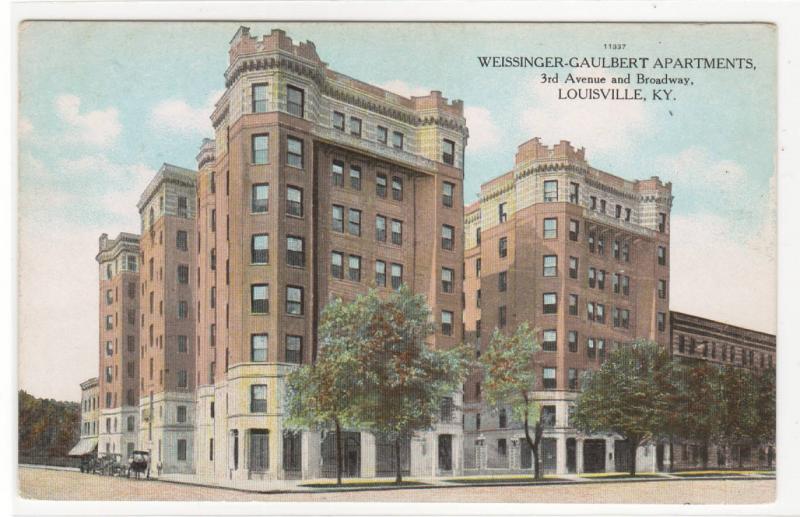 Weissinger Gaulbert Apartments Louisville Kentucky 1910c postcard