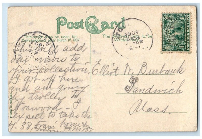 1907 Central Fire Station Horse Brockton Massachusetts Vintage Antique Postcard