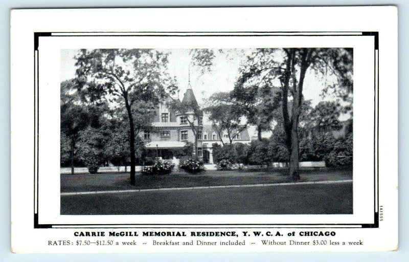 CHICAGO, IL Illinois  Carrie McGill MEMORIAL RESIDENCE~YMCA  c1940s  Postcard