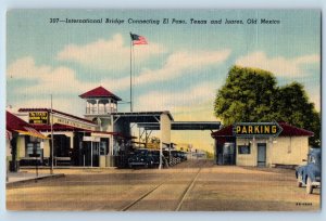 Ciudad Juarez Chihuahua Old Mexico Postcard International Bridge c1940's