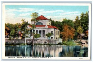 1927 Sheldon Library of St. Paul's School Concord New Hampshire NH Postcard 