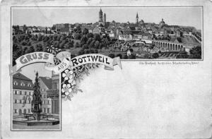 ROTTWEIL GERMANY-GRUSS aus OTTO BRATHWOHL PUBLISHED 1900s POSTCARD