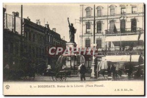 Old Postcard Statue of Liberty Bordeaux Place Picard