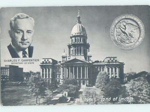 Pre-1980 Postcard Ad CHARLES CARPENTIER SECRETARY OF STATE Springfield IL hJ5468