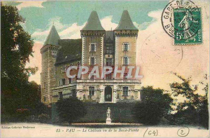 Old Postcard Pau Chateau Seen Lower Plant