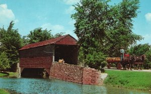 Postcard Covered Bridge Greenfield Village Spanned Wheeling Creek Pennsylvania