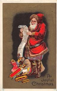 F64/ Santa Claus Merry Christmas Postcard 1912 List Toys Joyful 15