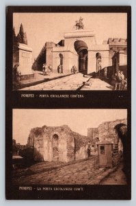 Herculaneum Gate As It Was Then As It Is Pompeii Italy Vintage Postcard A231