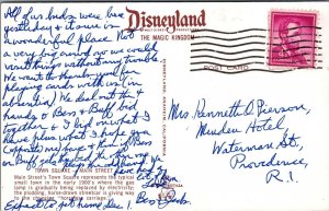 Postcard Disneyland Magic Kingdom Town Square Main St Anaheim CA