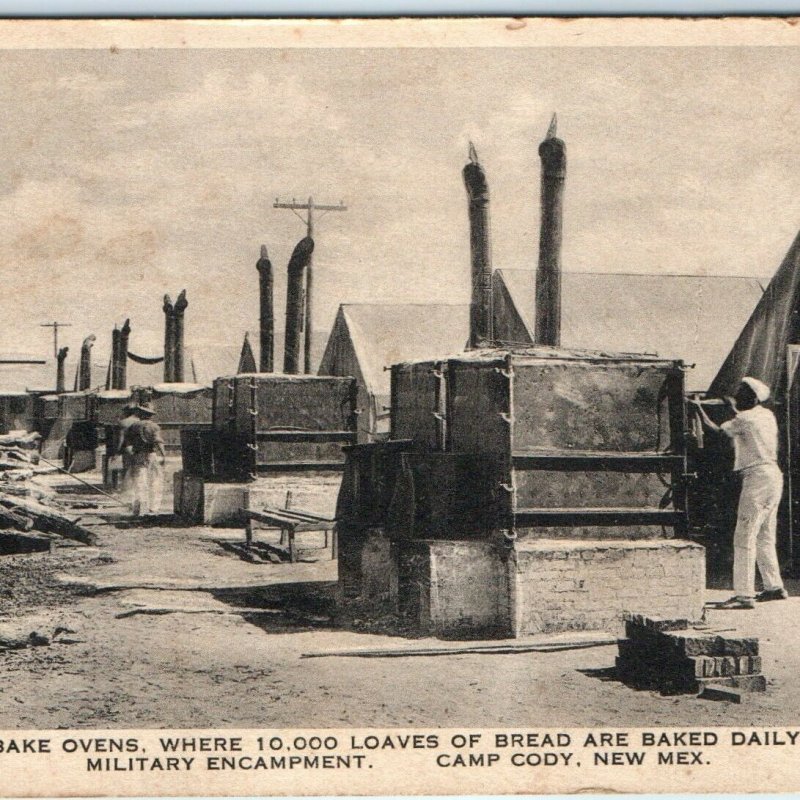 WWI c1910s Camp Cody, New Mex Bread Bake Ovens Albertype Photo Postcard Army A42