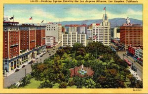 California Los Angeles Pershing Square Showing Los Angeles Biltmore 1949 Curt...