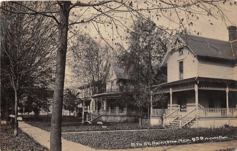 J59/ Rochester Michigan RPPC Postcard c1910 5th Street Homes 226