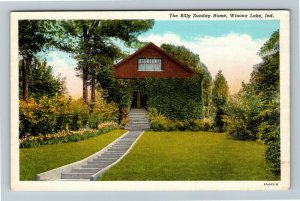 Winona Lake IN-Indiana, The Billy Sunday Home, Linen Postcard
