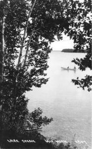 Mio Michigan~Lake Scene (Mio Dam Pond)~People in Row Boat~1930s Real Photo PC