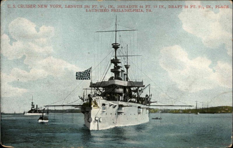 BATTLESHIP US Cruiser New York c1910 Postcard