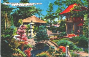 USA The Oriental Tea Garden Golden Gate Park San Francisco Linen Postcard 05.19
