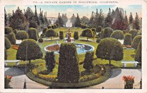 HOLLYWOOD CALIFORNIA-A PRIVATE GARDEN POSTCARD 1936 PSMK