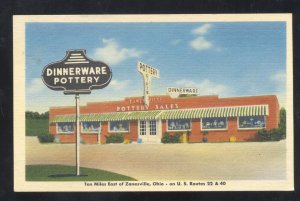 ZANESVILLE OHIO DINNERWARE POTTERY STORE LINEN ADVERTISING POSTCARD