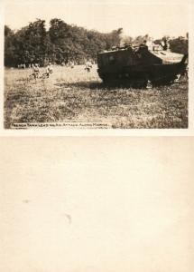 FRENCH TANK LEADING AN ATTACK ALONG MARNE SMALL VINTAGE REAL PHOTO