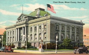 Vintage Postcard 1910's Court House Miami County Peru Indiana IN