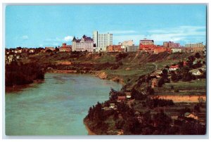 c1950's The North Saskatchewan River Edmonton Skyline Alberta Canada Postcard