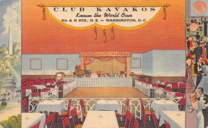 Washington DC Club Kavakos Linen Vintage Postcard AA79436