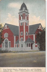 Ashland Kentucky First Baptist Church on Winchester Avenue vintage pc DD6731
