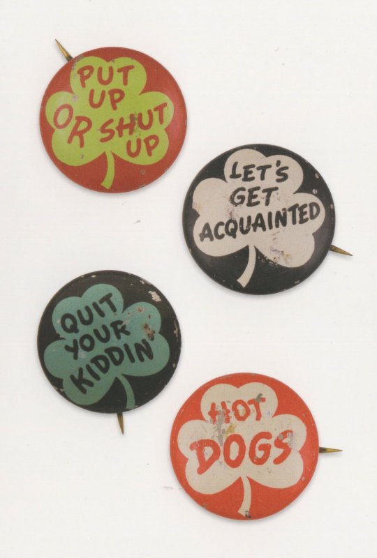 Hot Dogs Put Up Or Shut Up Quit Your Kiddin' Poppy Badge Button Postcard