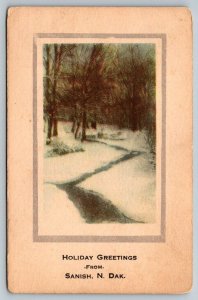 Holiday Greetings From  Sanish  North Dakota   Postcard  1916