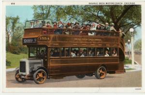 IL  CHICAGO  DOUBLE DECK MOTOR COACH 1927 postcard BUS