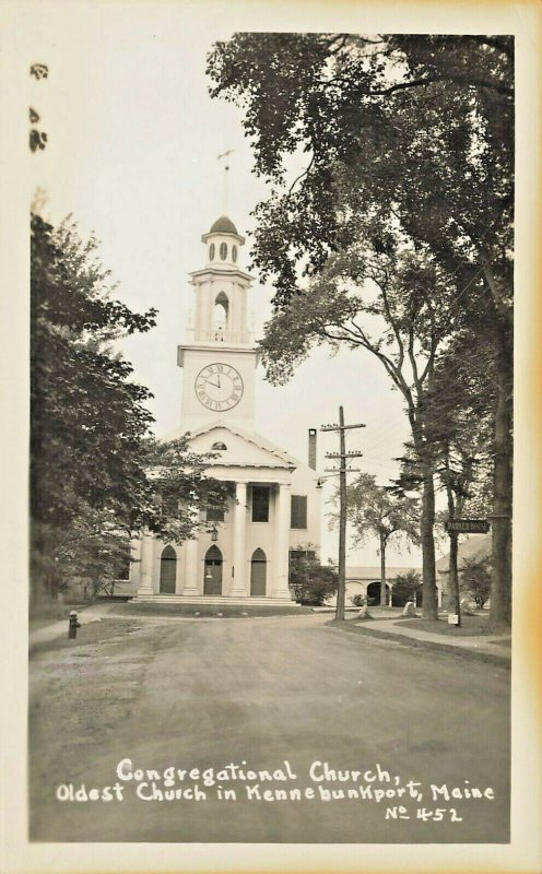 Kennebunkport ME First Congregational  Church Real Photo Postcard
