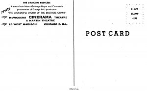 Postcard Illinois Chicago McVicker's Cinerama Theaters Grim Dance 23-4842