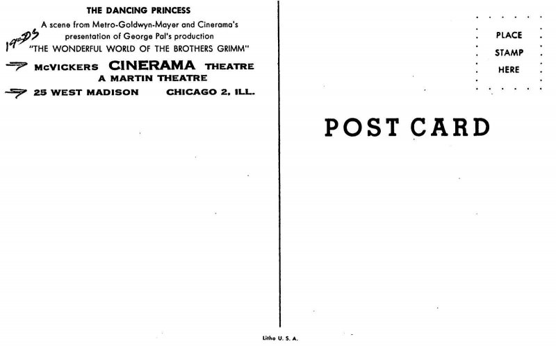 Postcard Illinois Chicago McVicker's Cinerama Theaters Grim Dance 23-4842