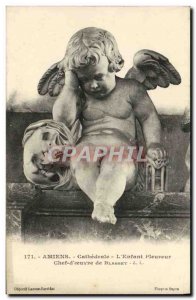 Old Postcard Amiens L & # 39Enfant Weeping Head & # 39Oeuvre From Blasset Angel