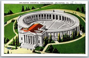 Vtg Virginia VA Arlington Memorial Amphitheatre 1930s Linen View Postcard