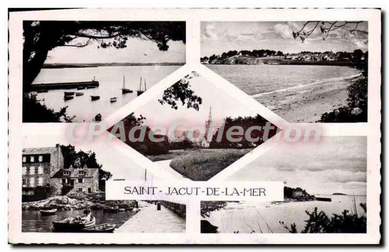 Postcard Old ST JACUT-DE-LA-MER church harbor beach