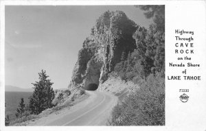 Postcard RPPC Nevada Lake Tahoe Highway Cave Rock Frasher F3330 23-10011