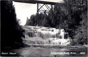 RPPC View of Agate Falls, Ontonagon River MI Vintage Postcard V79