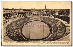 Old Postcard Interior of Nimes Arenes Built under Hadrian