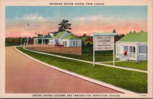United States Customs & Immigration Ontario ON Unused Vintage Linen Postcard D40