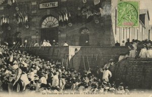 PC CPA MADAGASCAR, THÉATRE UN JOUR, TANANARIVE, Vintage Postcard (b14001)