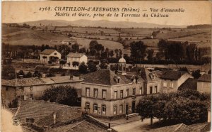 CPA CHATILLON-d'AZERGUES vue d'ensemble Mairie et Gare prise (462549)