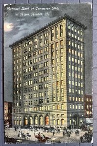 Vintage Postcard 1911 National Bank of Commerce at Night Norfolk Virginia