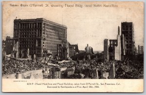 Vtg San Francisco CA Hotel Hamilton Flood Disaster Earthquake Fire 1906 Postcard