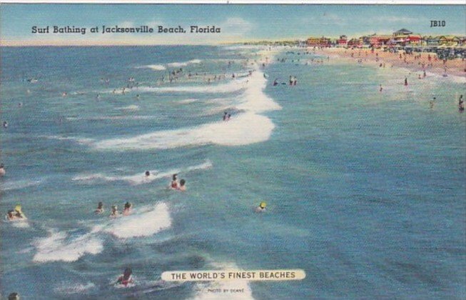 Florida Jacksonville Beach Scene With Sun Bathers