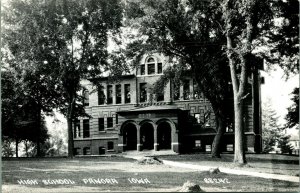 RPPC High School Building Panora Iowa IA UNP Unused Postcard D1