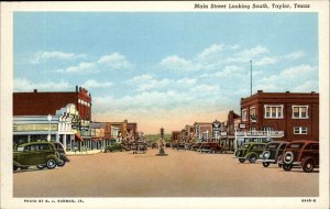 Taylor Texas TX Main Street Classic Cars Vintage Postcard 