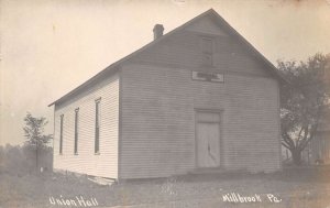 Millbrook Pennsylvania Union Hall Real Photo Vintage Postcard AA84256