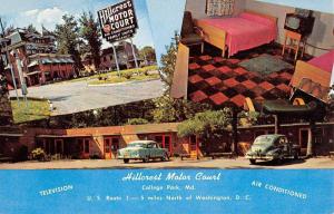 College Park Maryland Hillcrest Motor Court Multiview Antique Postcard K81528